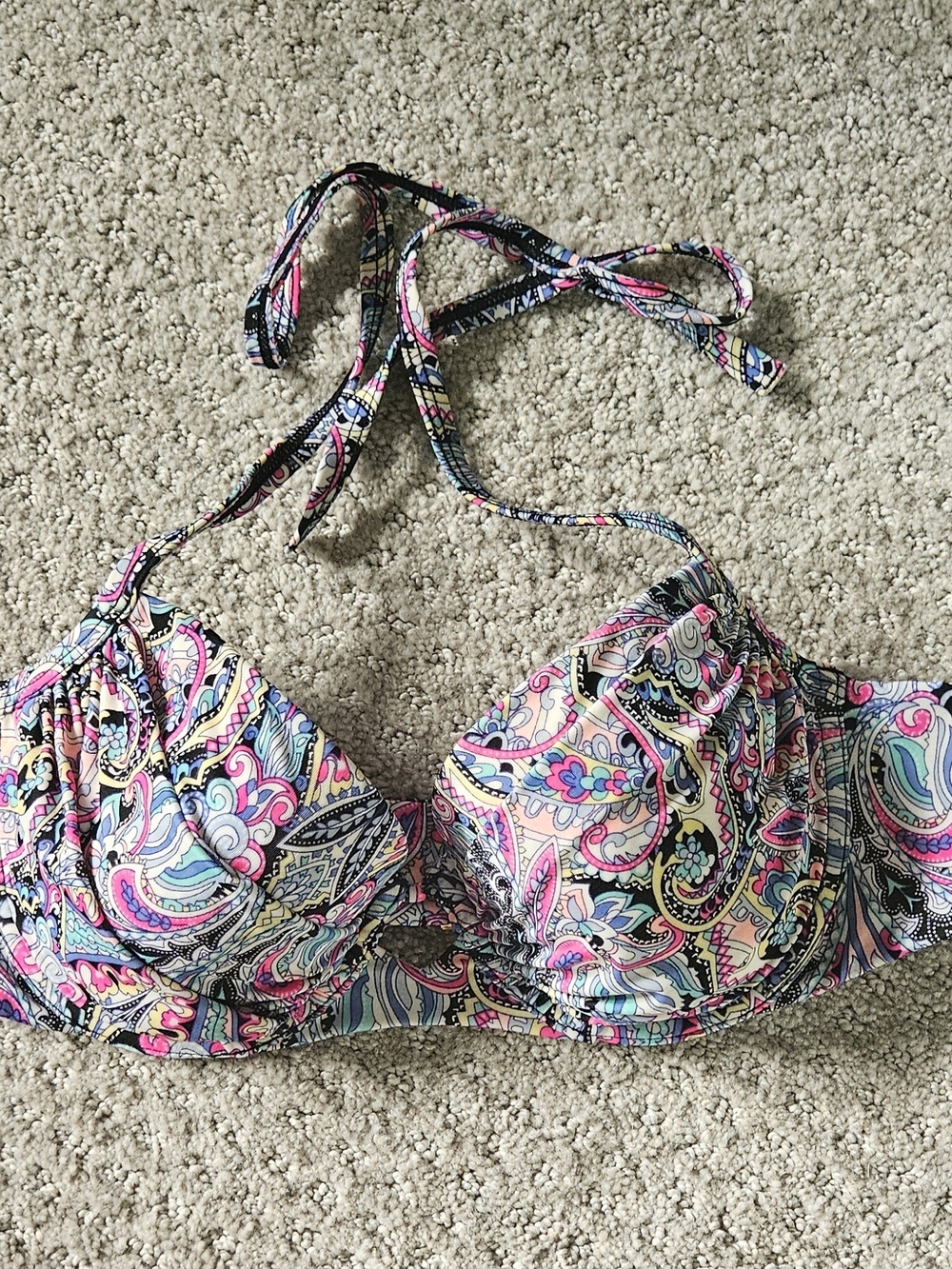Victoria's Secret Paisley Halter Bra Top in Pink and Blue